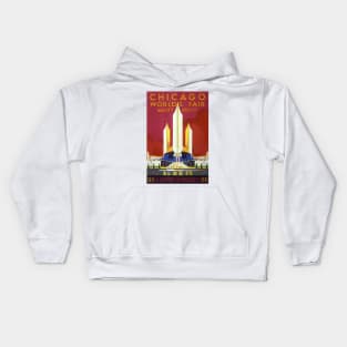 Vintage Travel Poster USA Chicago World's Fair 1933 Kids Hoodie